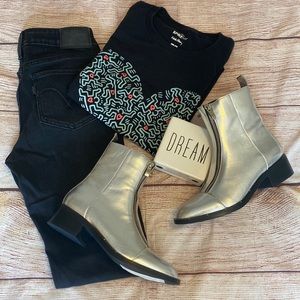 Silver Boots | Design Lab Lord & Taylor Boots |Duplex Faux Leather Zipper Boots